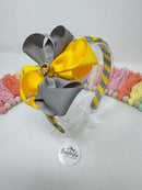 4 inch Flower Alice Band - Yellow Gold & Metal Grey
