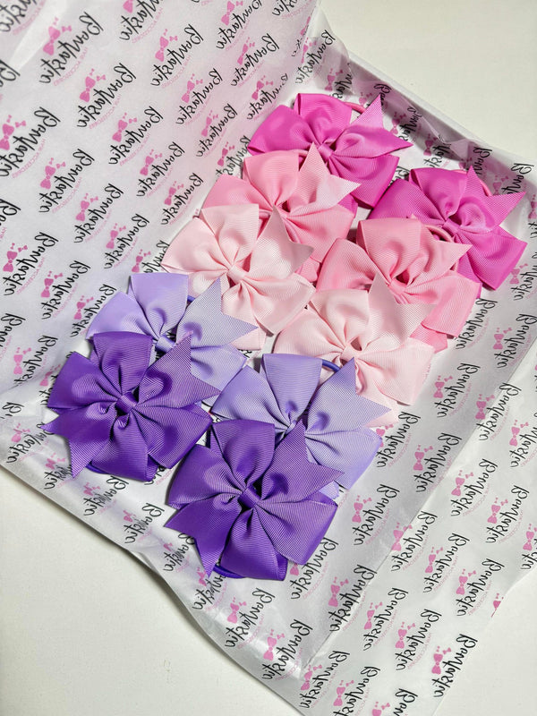Bow Set - 4 Inch Pinwheel - 10 Pack Bobbles - Rose Bloom, Rose Pink, Powder Pink, Light Orchid, Grape