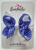 4 Inch Double Bow - Royal Blue & White Gingham