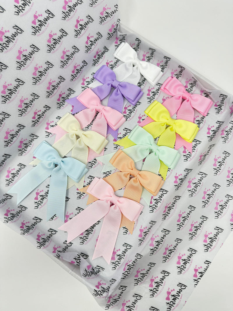 Bow Set - 3.5 Inch Tail Bows Clips - Pastels - 10 Pack