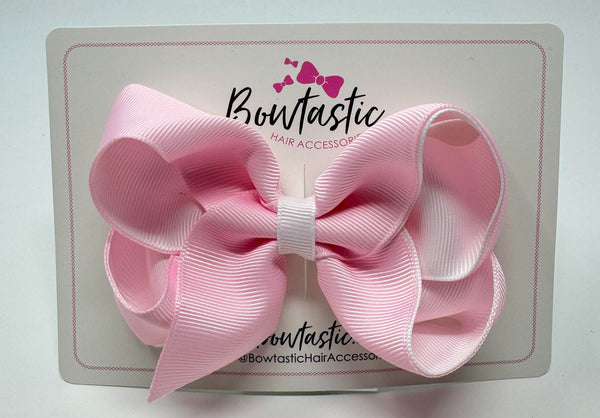 4 Inch Double Ribbon Bow - Pearl Pink & White