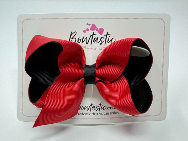 4 Inch Double Ribbon Bow  - Red & Black