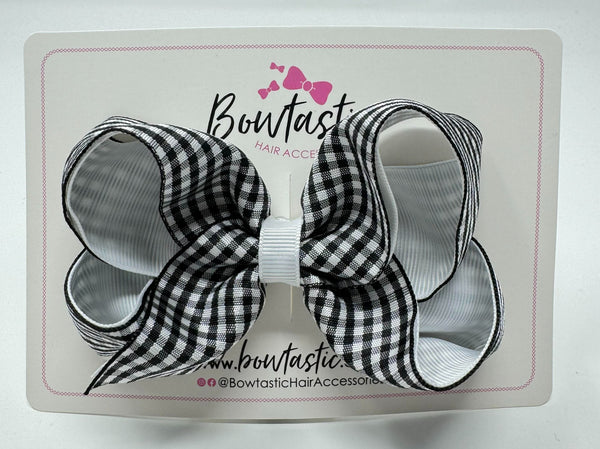 4 Inch Double Ribbon Bow - Black & White Gingham