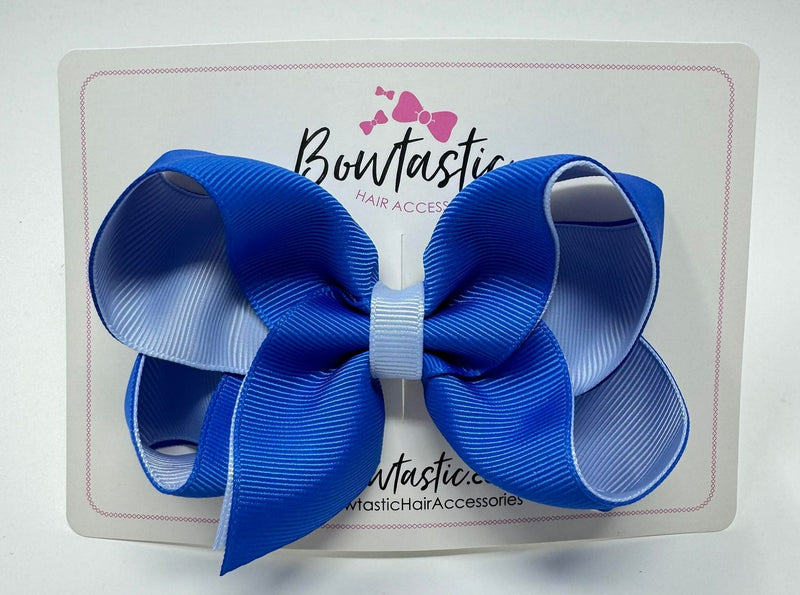 4 Inch Double Ribbon Bow - Royal Blue & Bluebell