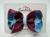 4 Inch Double Ribbon Bow - Burgundy & Blue Topaz