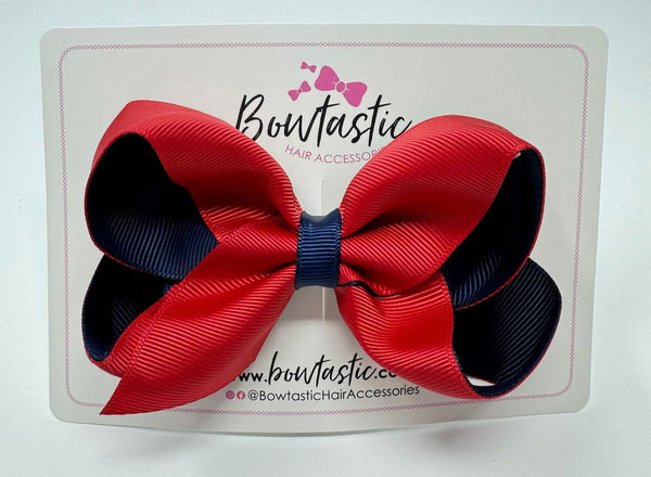 4 Inch Double Ribbon Bow  - Red & Navy