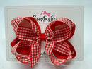 4 Inch 2 Layer Bow - Red & Red Gingham
