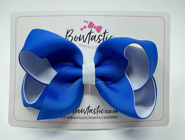 4 Inch Double Ribbon Bow  - Royal Blue & White