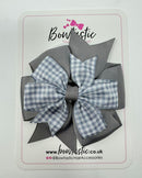 4 Inch Double Pinwheel Bobble - Grey & Grey Gingham