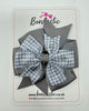 4 Inch Double Pinwheel Bobble - Grey & Grey Gingham
