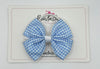 3.5 Inch 2 Layer Butterfly Bow Bobble - Light Blue & White Gingham