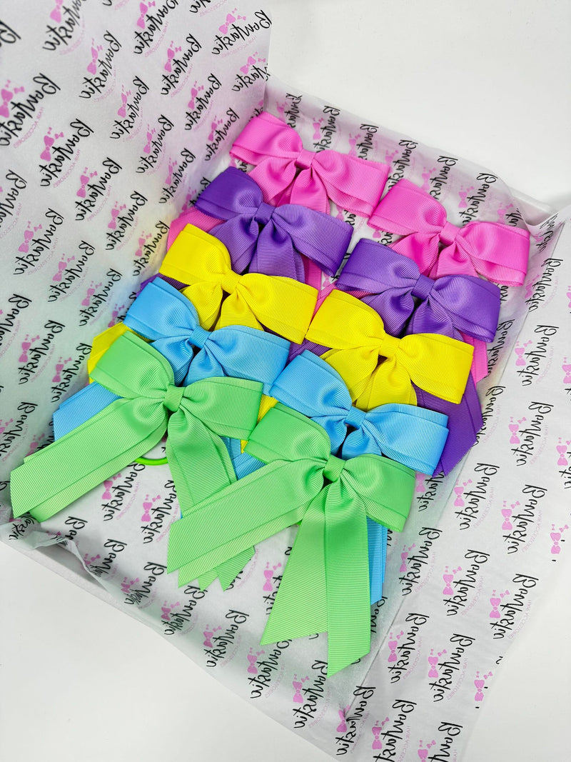 Bow Set - 4.5 Inch Bobbles - 10 Pack - Rose Bloom, Grape, Lemon, Blue Mist, Mint Green