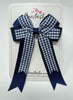 4 Inch Double Tail Bow - Navy & Navy Gingham