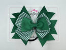 4.5 Inch Stacked Bow Bobble - Green & Green Gingham