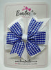 4 Inch Double Pinwheel Bow - Royal Blue & White Gingham