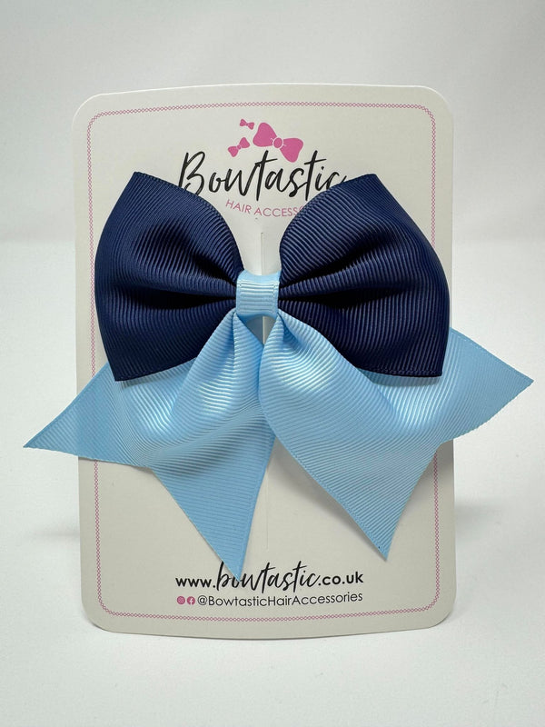 3.5 Inch Flat Tail Bow - Navy & Blue Topaz