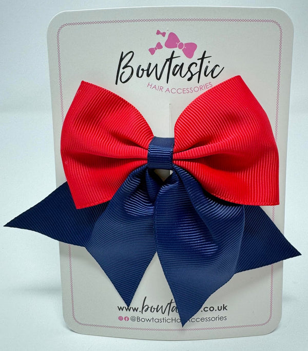 3.5 Inch Flat Tail Bow - Navy & Red