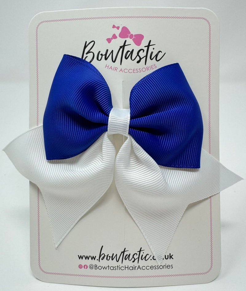 3.5 Inch Flat Tail Bow - Cobalt & White