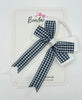 4 Inch Double Tail Bow Bobble - Navy & White Gingham