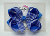 4 Inch 2 Layer Bow - Royal & Royal Gingham