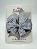 4 Inch Double Pinwheel Bow - Grey & Grey Gingham