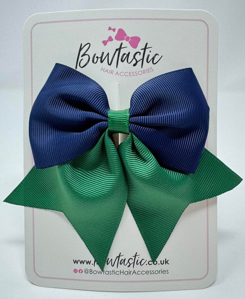 3.5 Inch Flat Tail Bow - Navy & Forest Green