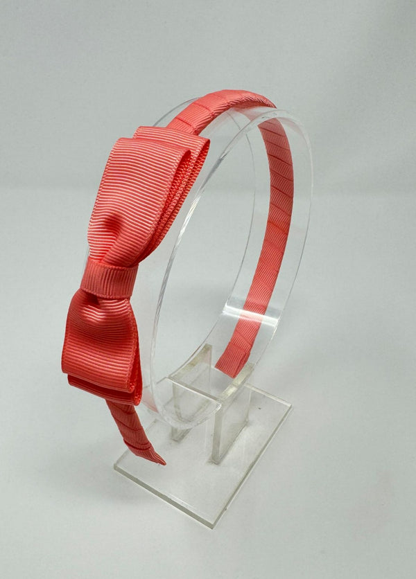 3 Inch Flat Bow Alice Band - Light Coral