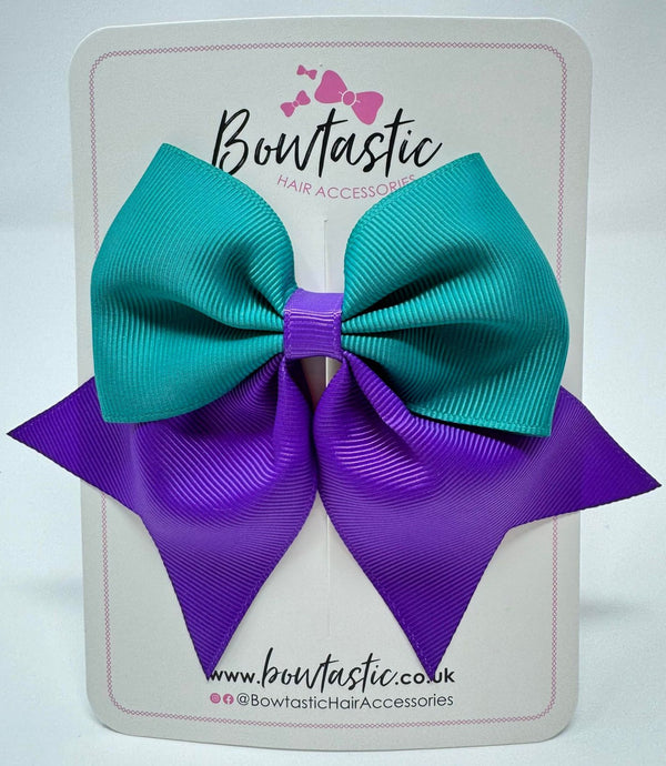 3.5 Inch Flat Tail Bow - Purple & Jade Green