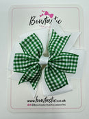 4 Inch Double Pinwheel Bobble - Green & White Gingham