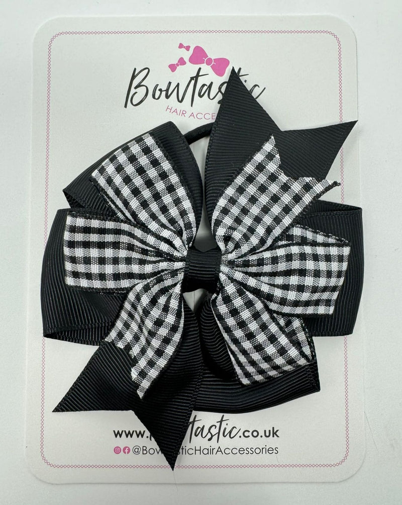 4 Inch Double Pinwheel Bobble - Black & Black Gingham