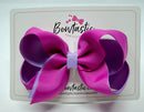 4 Inch Double Ribbon Bow - Garden Rose & Light Orchid
