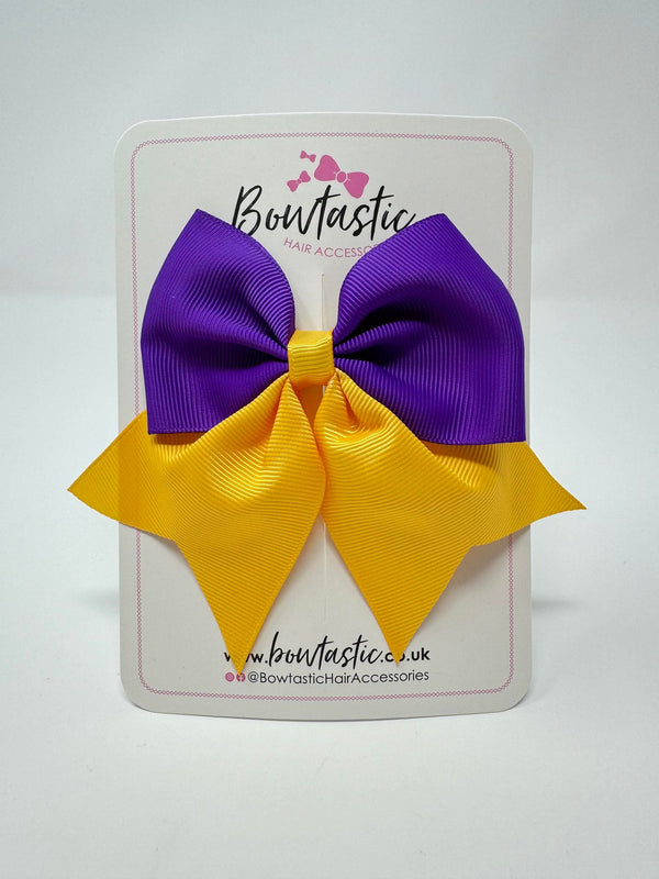 3.5 Inch Flat Tail Bow - Purple & Yellow Gold