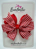 3.5 Inch Flat Double Bow - Red & Red Gingham