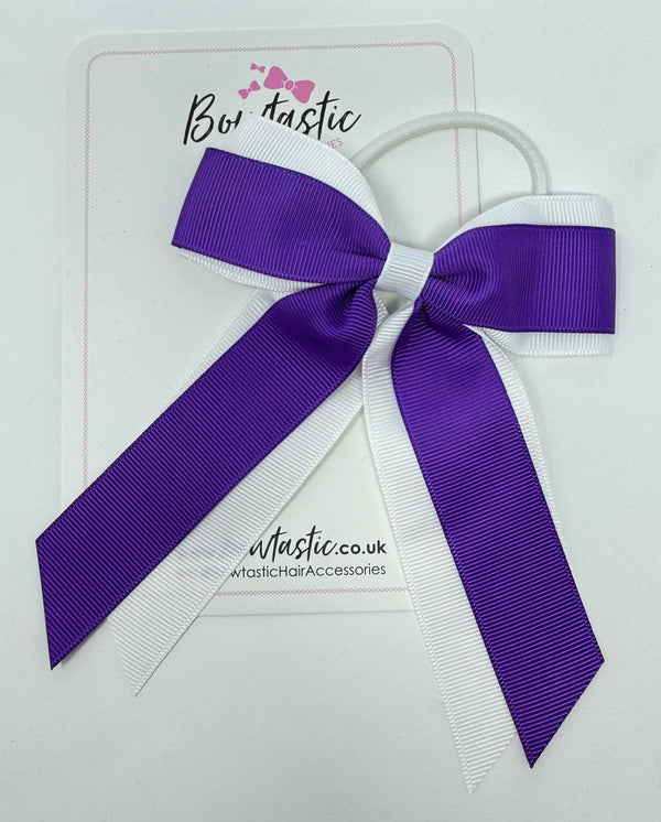 4.5 Inch Tail Bow Bobble - Purple & White