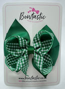 4 Inch Double Bow - Forest Green & Green Gingham