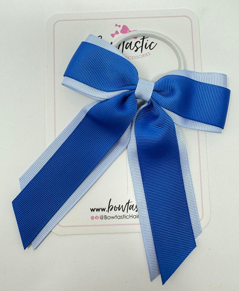 4.5 Inch Tail Bow Bobble - Royal Blue & Bluebell