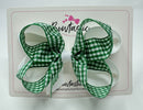 4 Inch 2 Layer Bow - Green & White Gingham