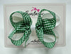 4 Inch 2 Layer Bow - Green & White Gingham