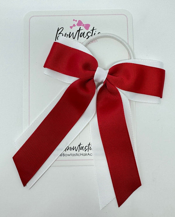 4.5 Inch Tail Bow Bobble - Red & White