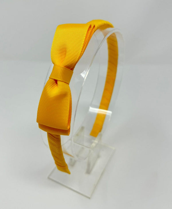3 Inch Flat Bow Alice Band - Yellow Gold