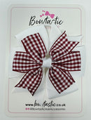 4 Inch Double Pinwheel Bobble - Burgundy & White Gingham