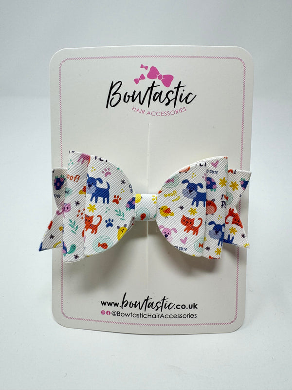 3.5 Inch Faux Leather Bow - I Love My Pet