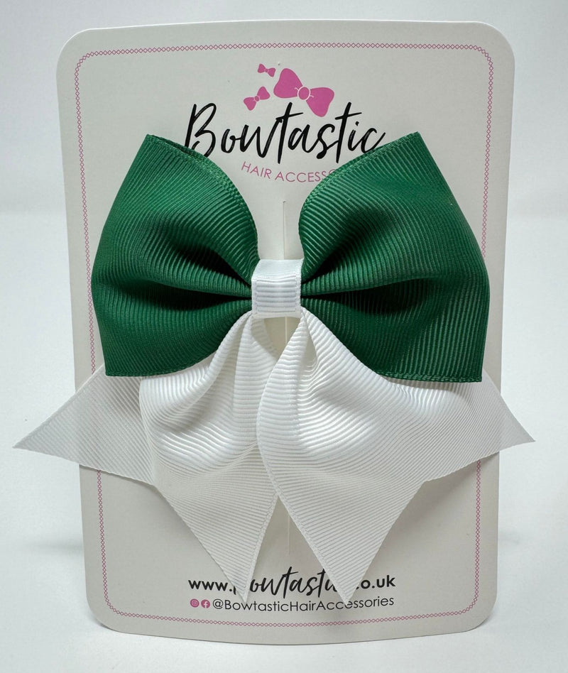 3.5 Inch Flat Tail Bow - Forest Green & White