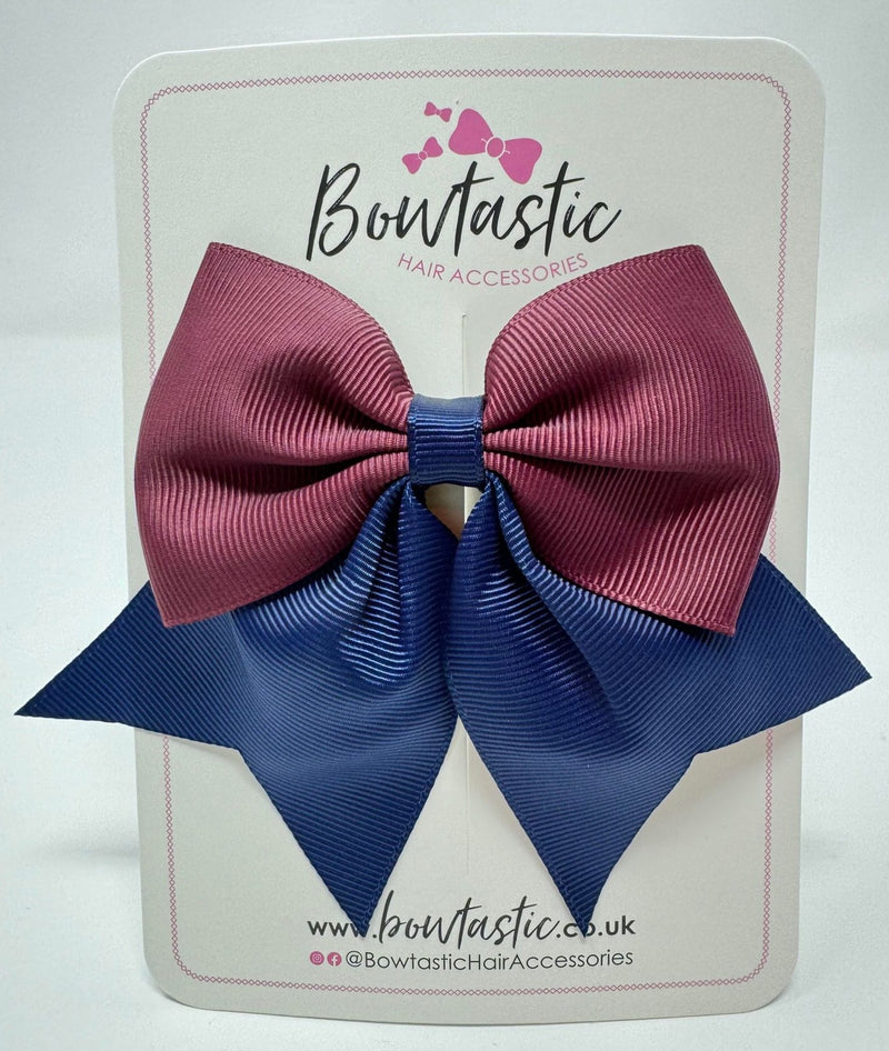 3.5 Inch Flat Tail Bow - Navy & Burgundy