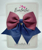 3.5 Inch Flat Tail Bow - Navy & Burgundy