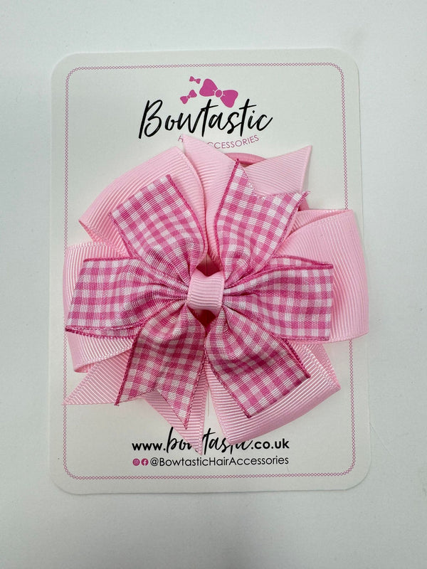 4 Inch Double Pinwheel Bobble - Pink & Pink Gingham