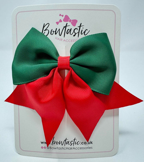 3.5 inch Tail Bow - Red & Forest Green
