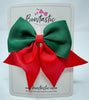 3.5 Inch Flat Tail Bow - Red & Forest Green