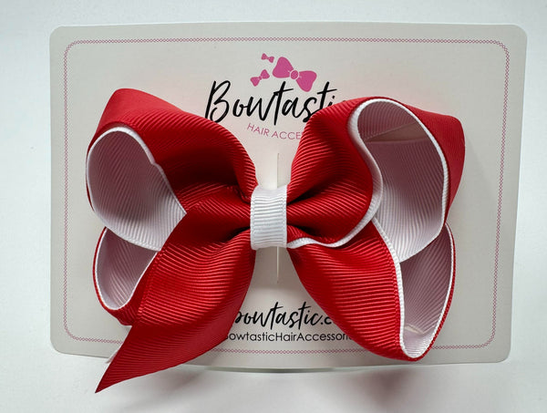 4 Inch Double Ribbon Bow  - Red & White