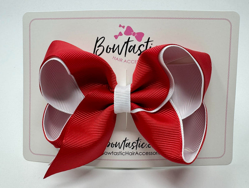 4 Inch Double Ribbon Bow - Red & White